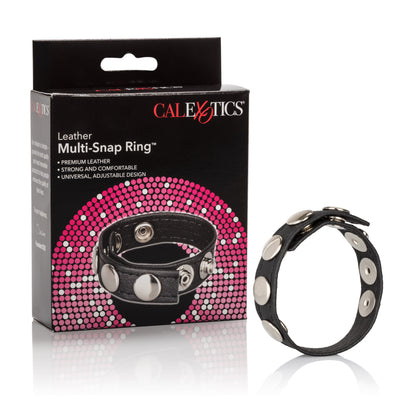 CalExotics Leather Multi-Snap Ring – Adjustable Black Leather Erection Enhancer