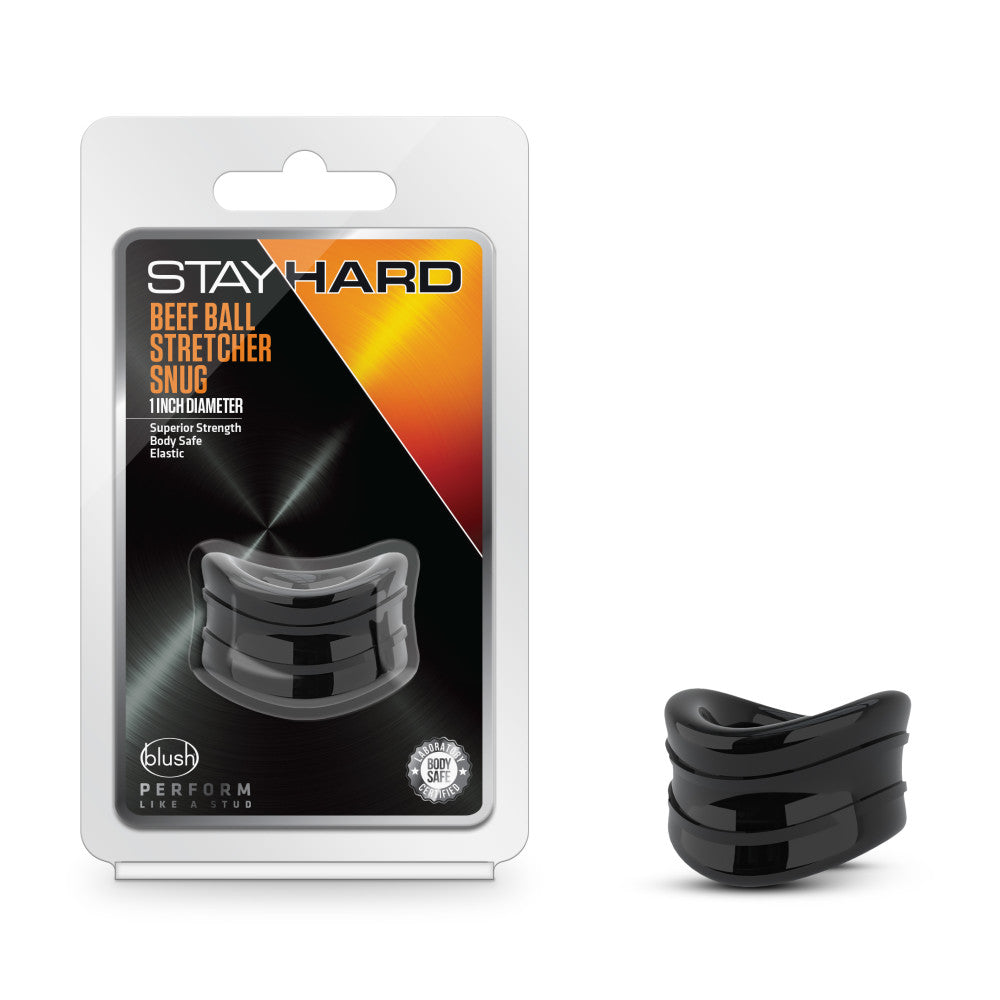 Blush Stay Hard Beef Ball Stretcher - 1 Inch Diameter - Black