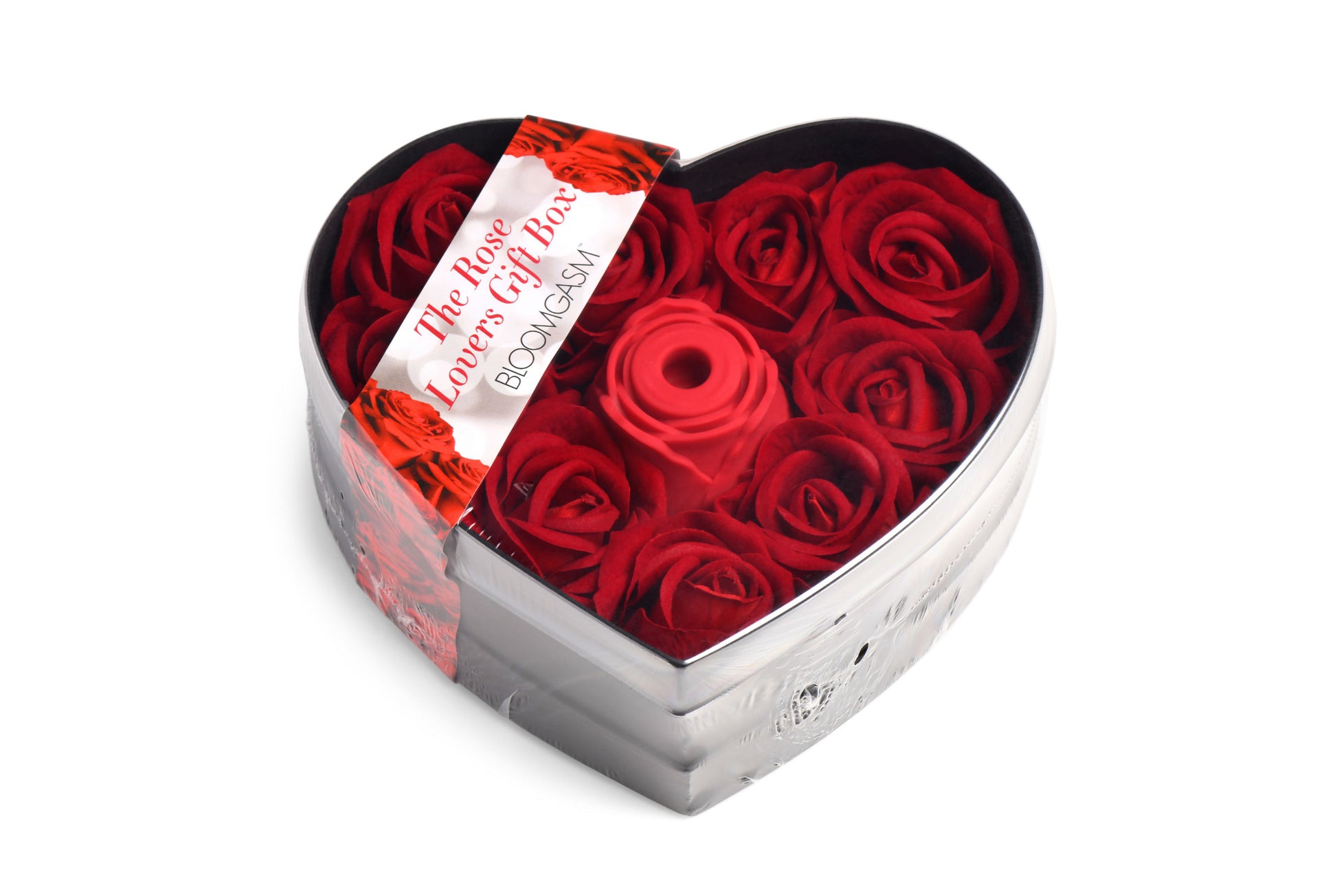 XR Brands Bloomgasm Rose Clit Stimulator - Red - Waterproof with 3 Intensity Levels and 7 Patterns