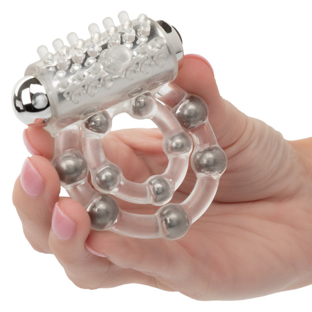 CalExotics Maximus Enhancement Ring with Stroker Beads – Clear