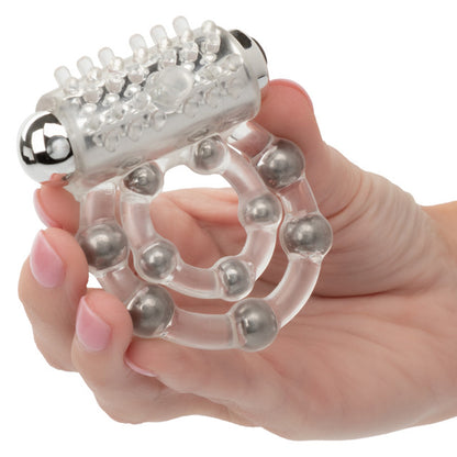 CalExotics Maximus Enhancement Ring with Stroker Beads – Clear