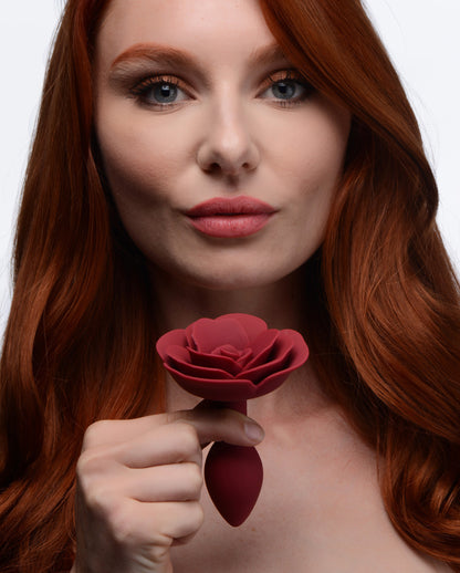XR Brands Booty Bloom Silicone Rose Anal Plug – Red – Small