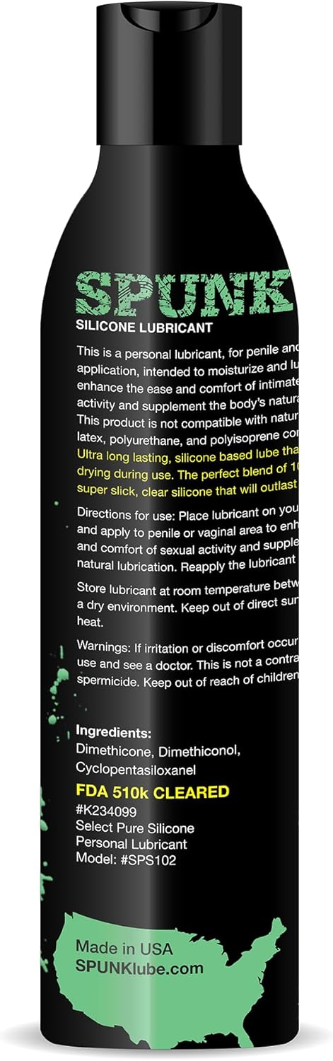 Spunk Lube Pure Silicone 8 Fl Oz – Clear Silicone Personal Lubricant