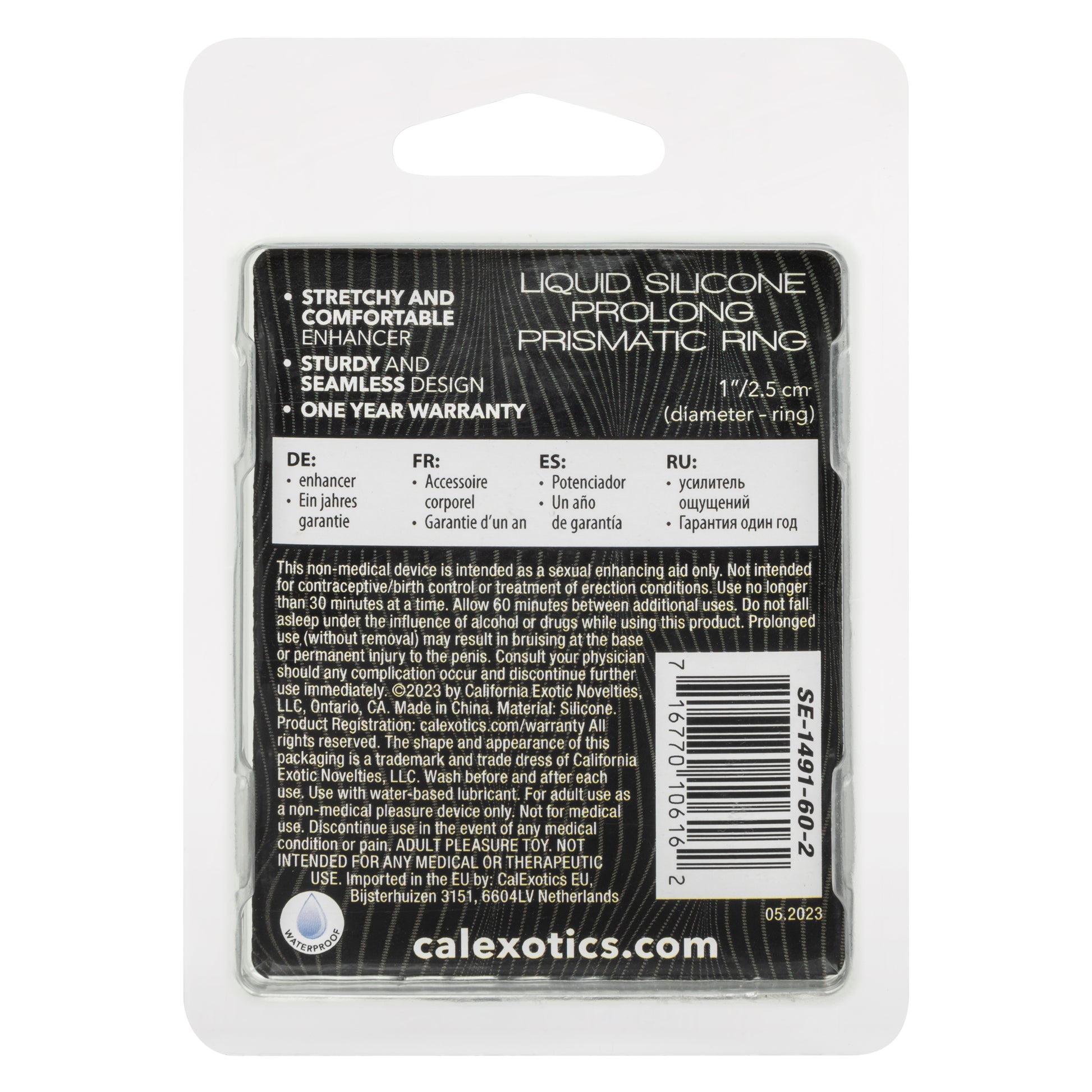 CalExotics Alpha Liquid Silicone Prolong Prismatic Ring - Gray