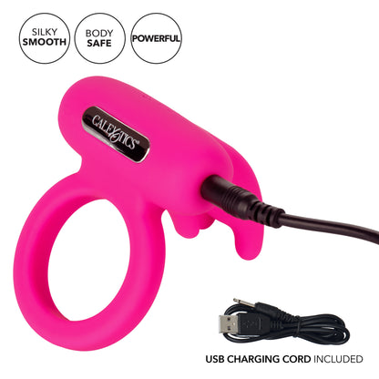 CalExotics Silicone Rechargeable Triple Clit Flicker – Pink – Multi-Function Vibrating Couples Enhancer
