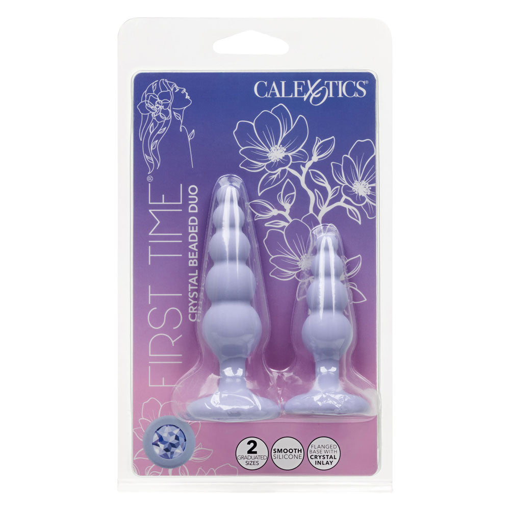CalExotics First Time Crystal Beaded Duo – Purple Silicone Anal Probes