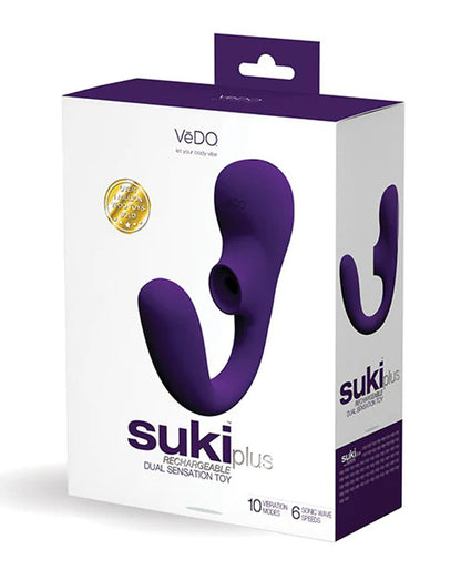 VeDO Suki Plus Rechargeable Dual Sonic Vibe - G-Spot and Clitoral Stimulation - Deep Purple