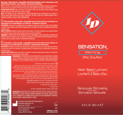 I.D. Lubricants ID Sensation Warming Water-Based Lubricant 8.5 Oz