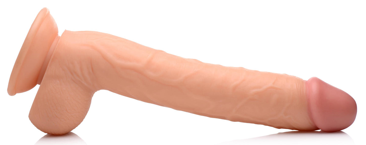Long Logan 10 Inch Dildo with Balls - Beige
