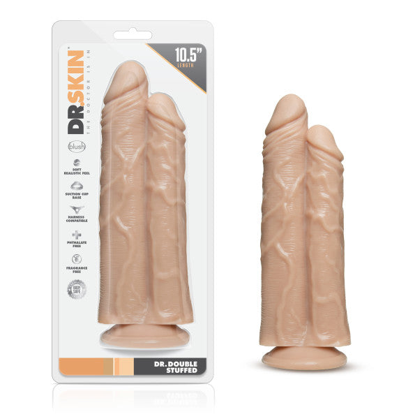 Dr. Skin Double Trouble Double Shaft Dildo with Suction Cup – Vanilla
