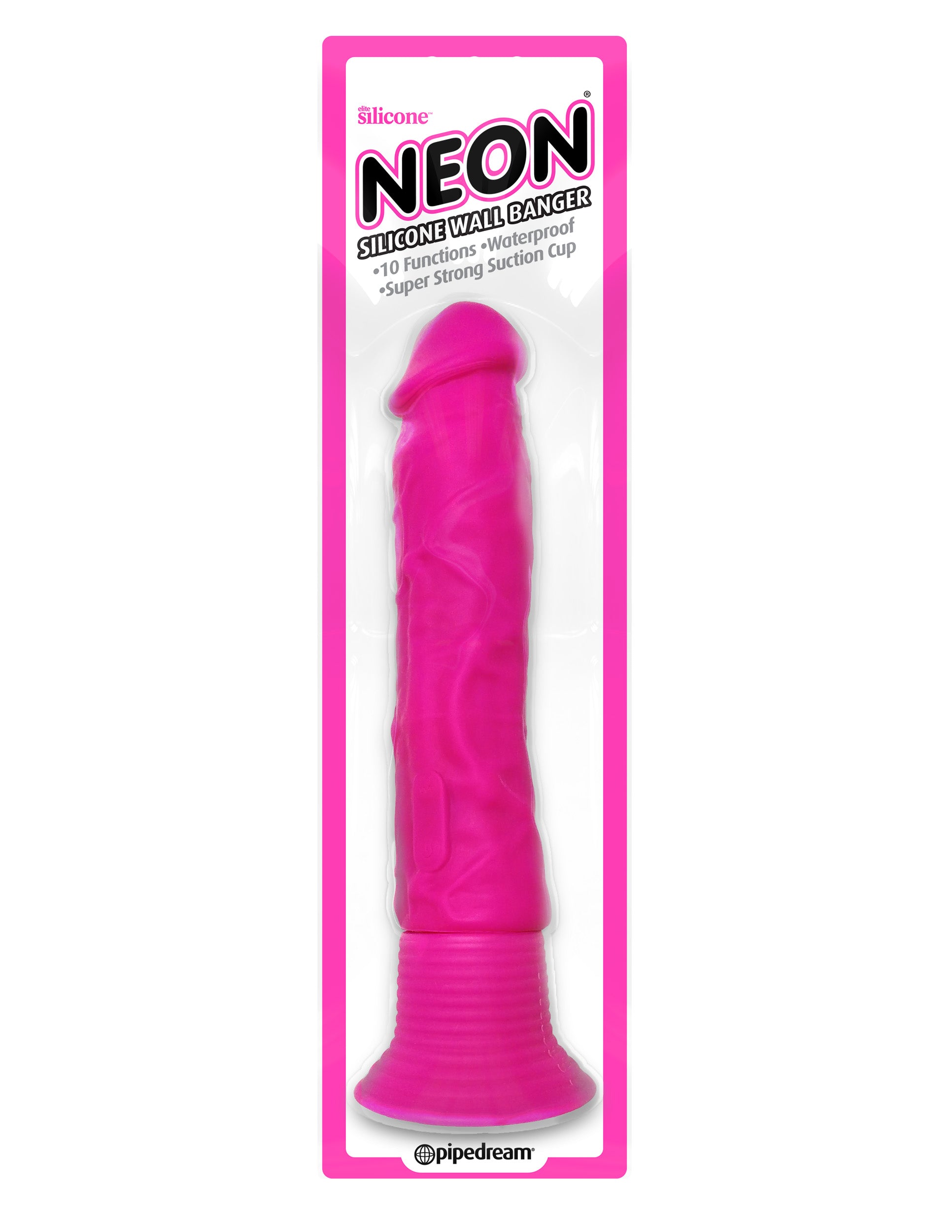 Pipedream Neon Silicone Wall Banger – Pink – Waterproof Suction Cup Dildo