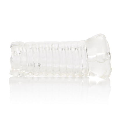 CalExotics Basic Essential Pussy Masturbator with Ribbed Shaft - Clear