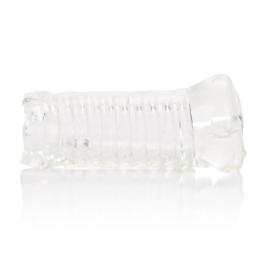 CalExotics Basic Essential Pussy Masturbator with Ribbed Shaft - Clear