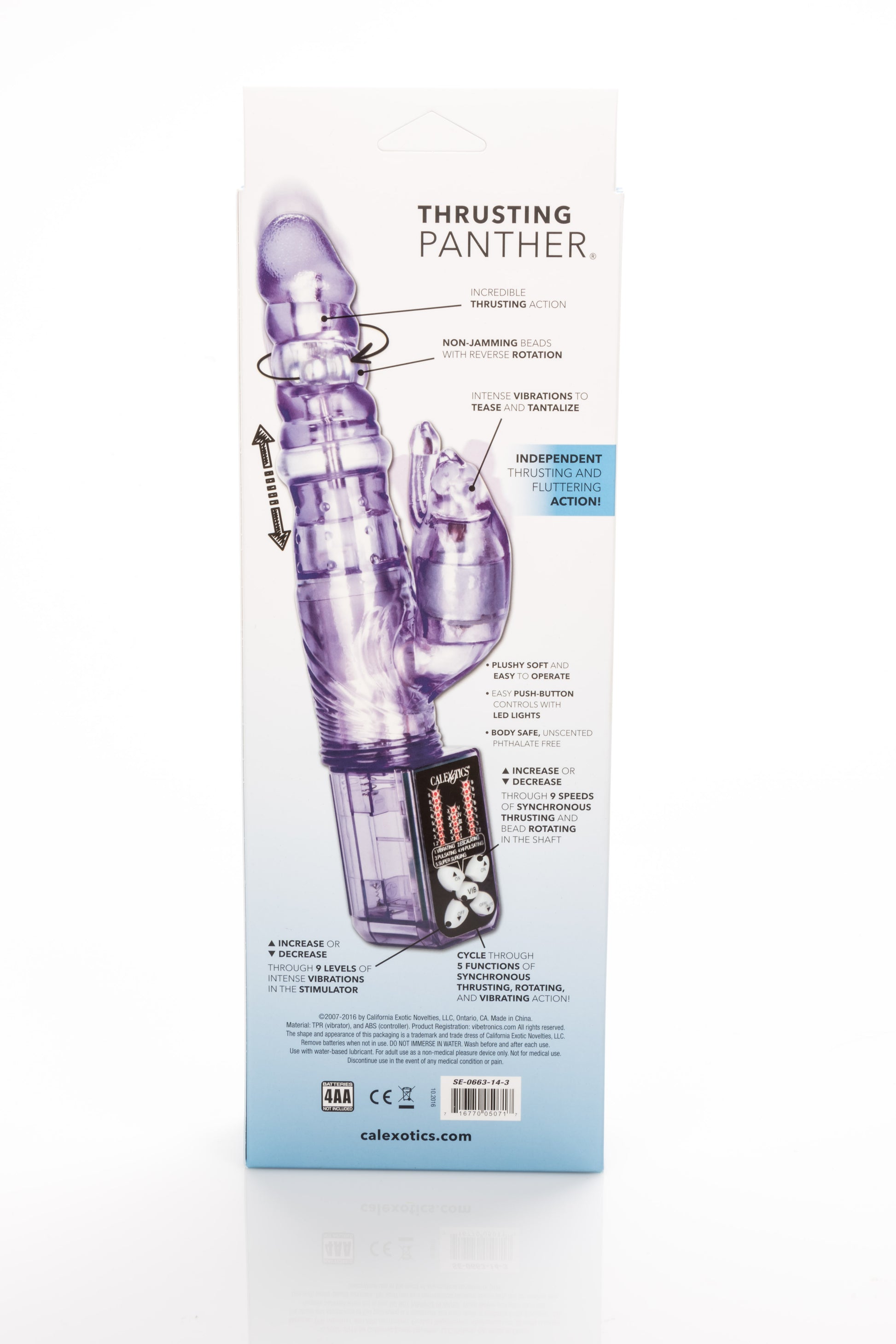 CalExotics Thrusting Panther Vibrator with Clitoral Teaser and Rotating Beads – Purple