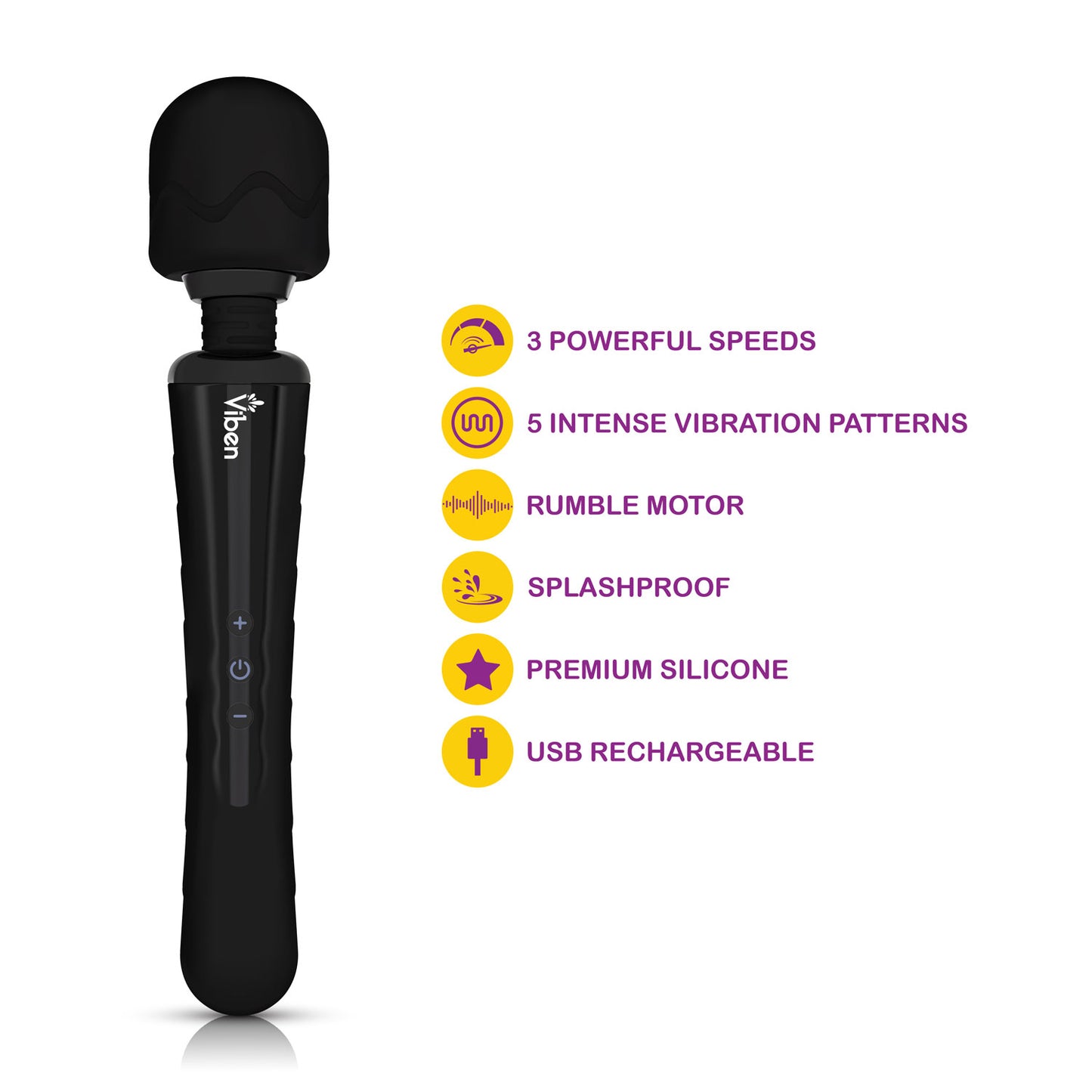 Viben Obsession Wand Massager – Black – Powerful Multi-Function Massager