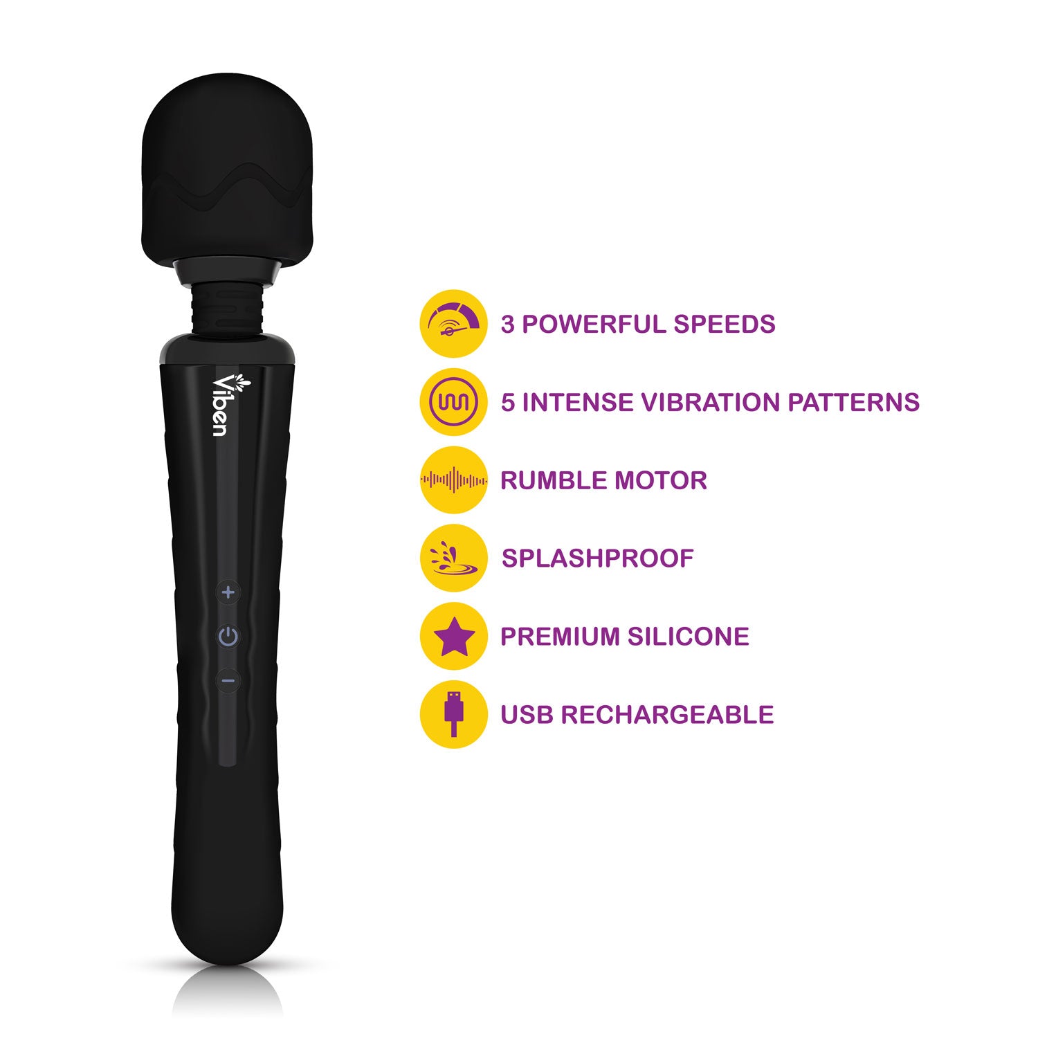 Viben Obsession Wand Massager – Black – Powerful Multi-Function Massager