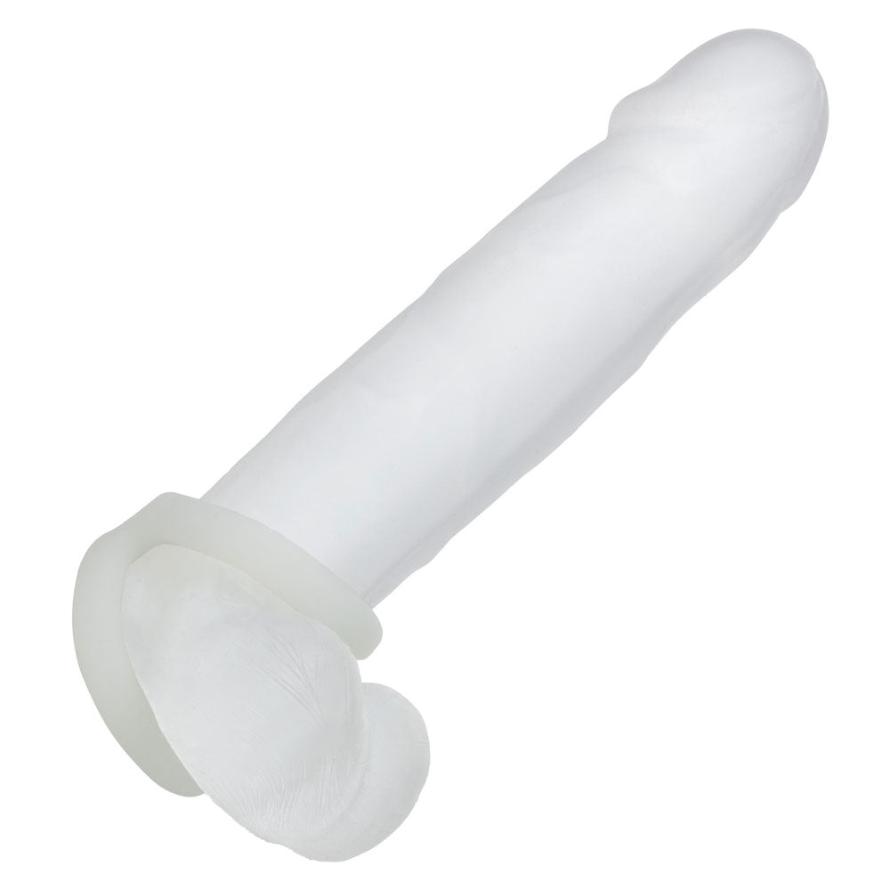CalExotics Alpha Liquid Silicone Snug Tugger - Glow-in-the-Dark Scrotum Support Ring - Clear