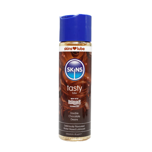 Skins Double Chocolate Water Based Lubricant 4.4oz – Chocolate Flavor, Vegan, Non-Staining Formula