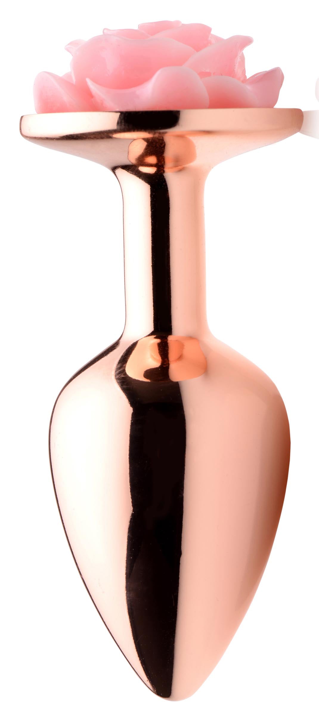 XR Brands Pink Rose Gold Anal Plug - Small - Nickel-Free Aluminum - Temperature Play