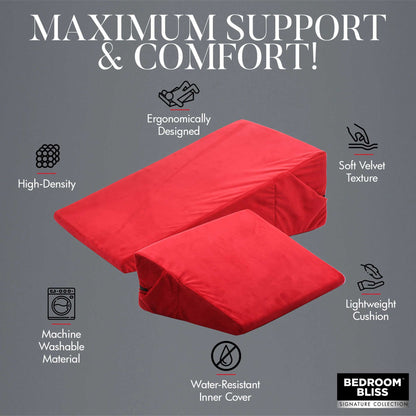 XR Brands Love Cushion Set Foam Wedge Pillows – Red – High-Density Comfort