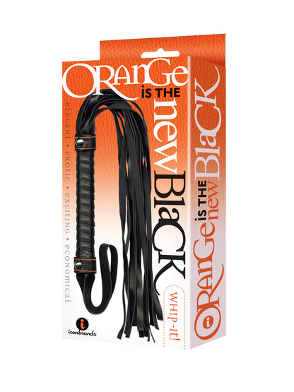 The 9's Orange Is the New Black Whip It - Flogger with Leather-like Strands - Black