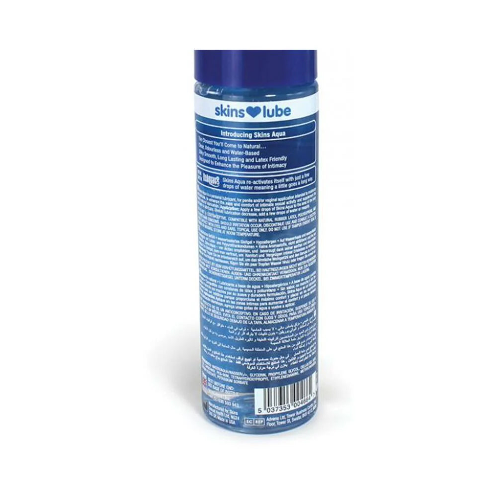 Skins Aqua Water-Based Lubricant 4.4oz - Natural Feel, Long Lasting, Clear