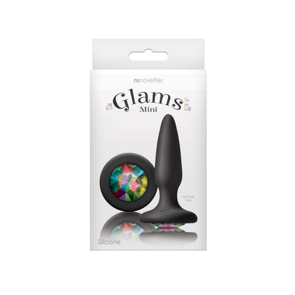 Glams Mini Rainbow Gem Tapered Butt Plug – Black