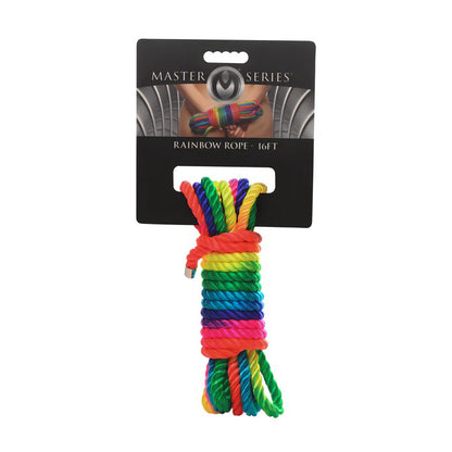 XR Brands Rainbow Rope - 16ft Bondage Rope - Twisted Coreless Design - Vibrant Rainbow Color