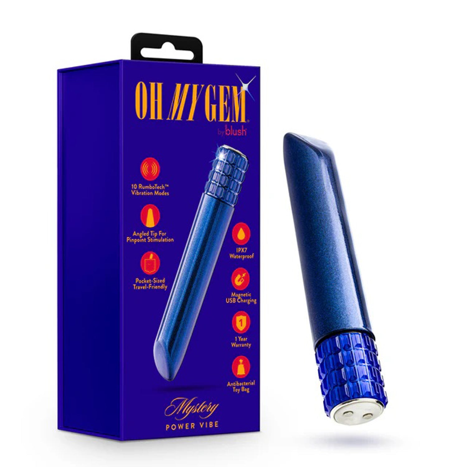 Oh My Gem Mystery Vibe – Sapphire – Rechargeable Vibrator with 10 Vibration Modes