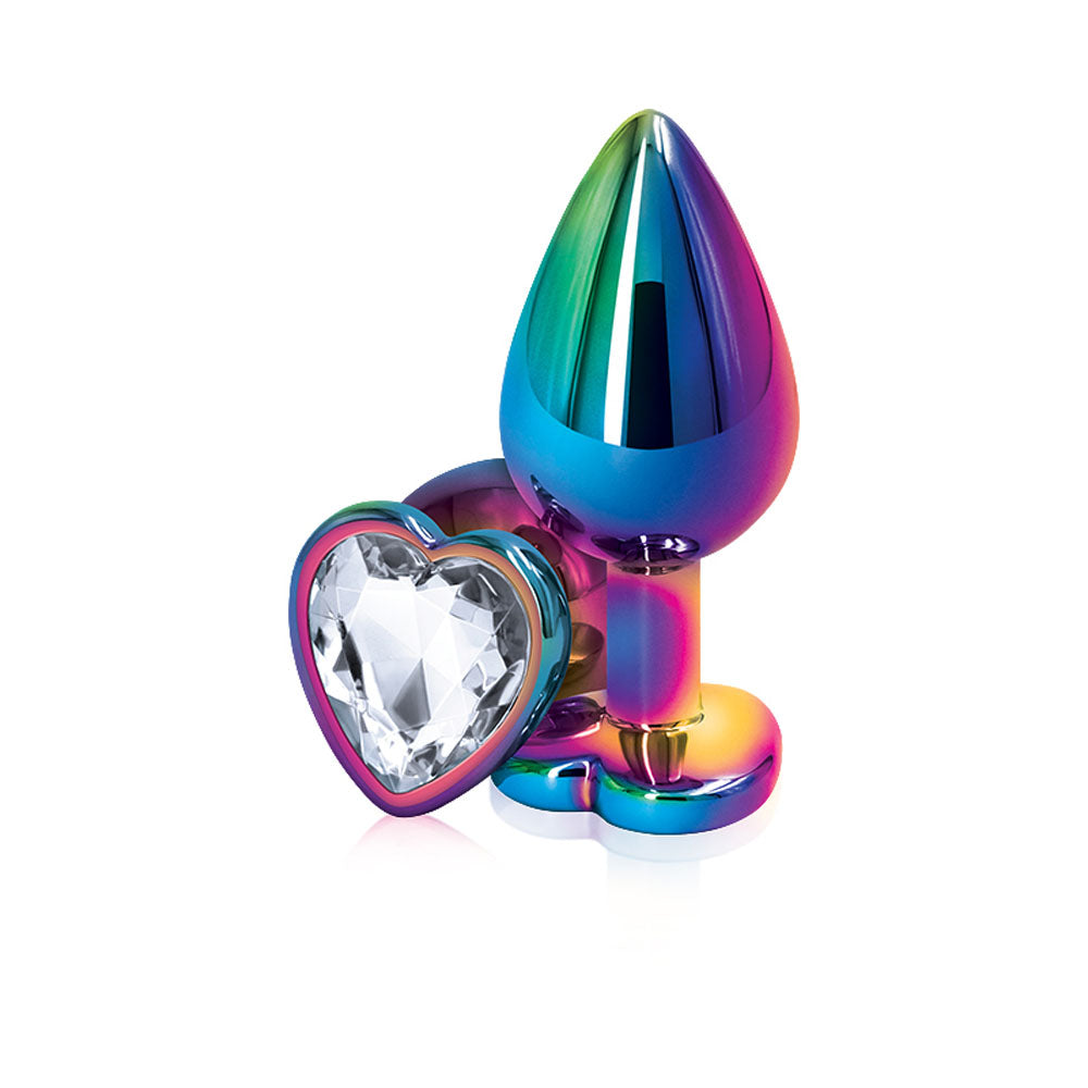 Rear Assets Multicolor Heart Medium Anal Toy - Clear