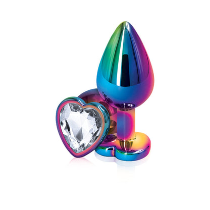 Rear Assets Multicolor Heart Medium Anal Toy - Clear