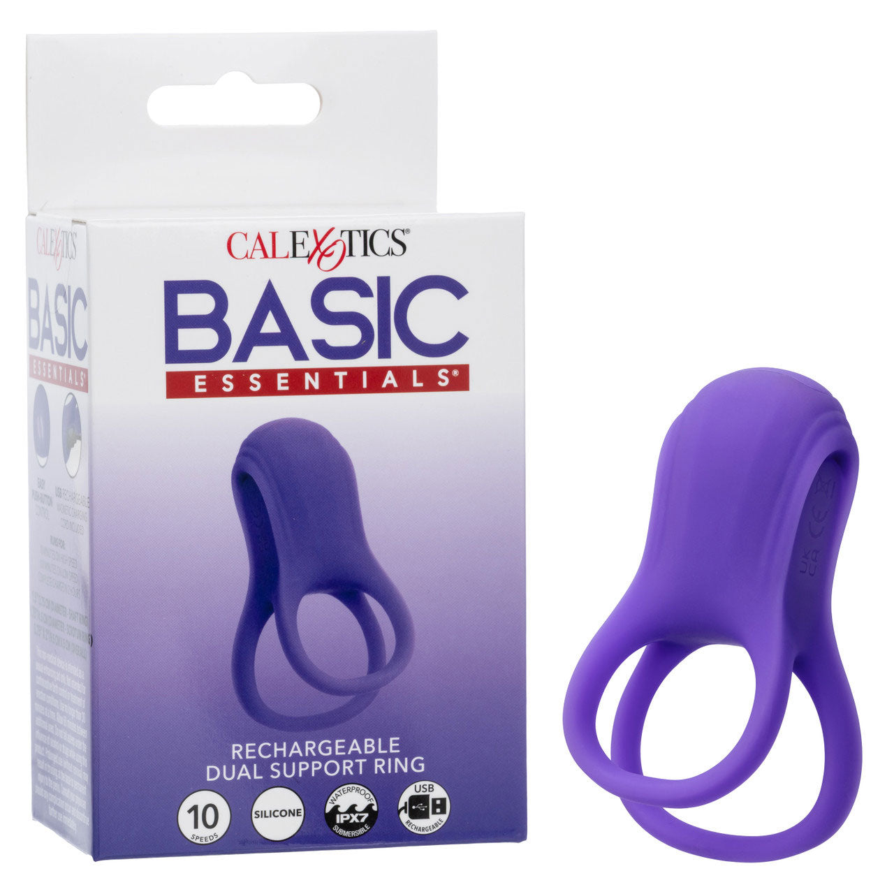 CalExotics Basic Essentials Rechargeable Dual Support Ring – Purple
