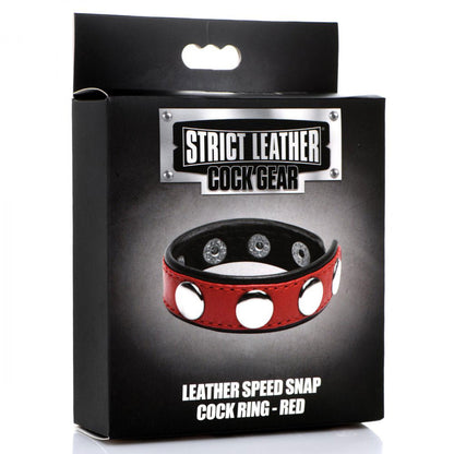 XR Brands Cock Gear Leather Speed Snap Cock Ring – Red