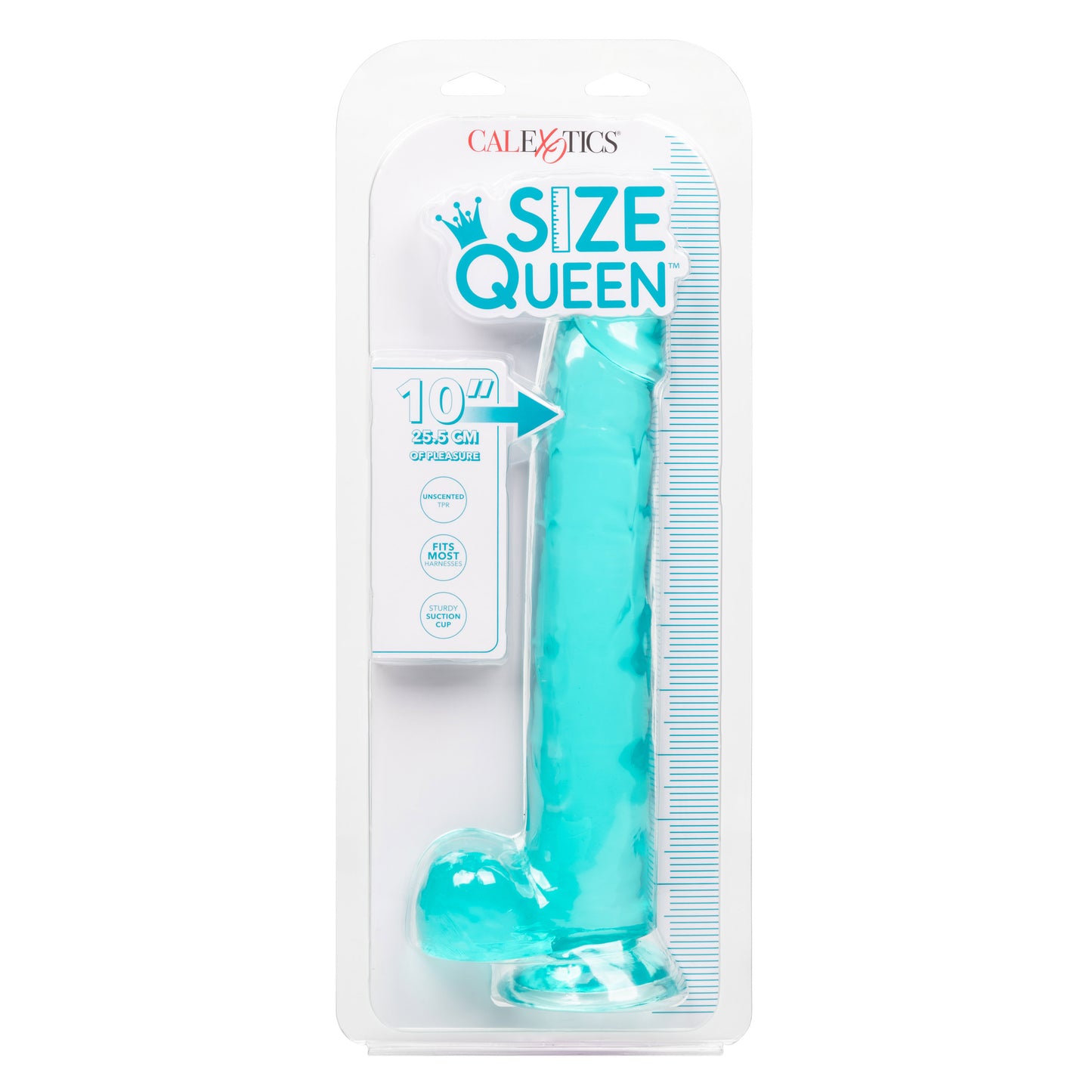 CalExotics Size Queen 10-Inch Dildo with Suction Cup Base – Blue