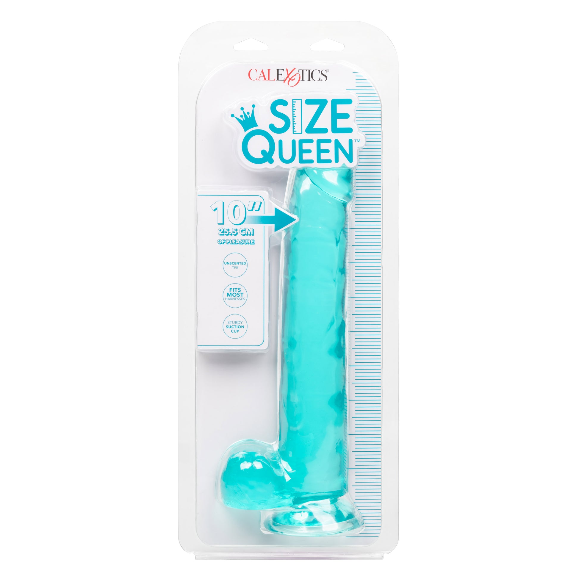 CalExotics Size Queen 10-Inch Dildo with Suction Cup Base – Blue
