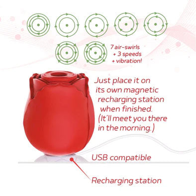 Wild Rose Suction Vibrator - Red - Multi-Function, Waterproof, Rechargeable