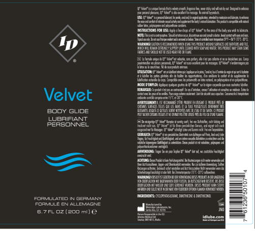 ID Velvet Body Glide 6.7 oz – Luxury Personal Lubricant – Fragrance Free