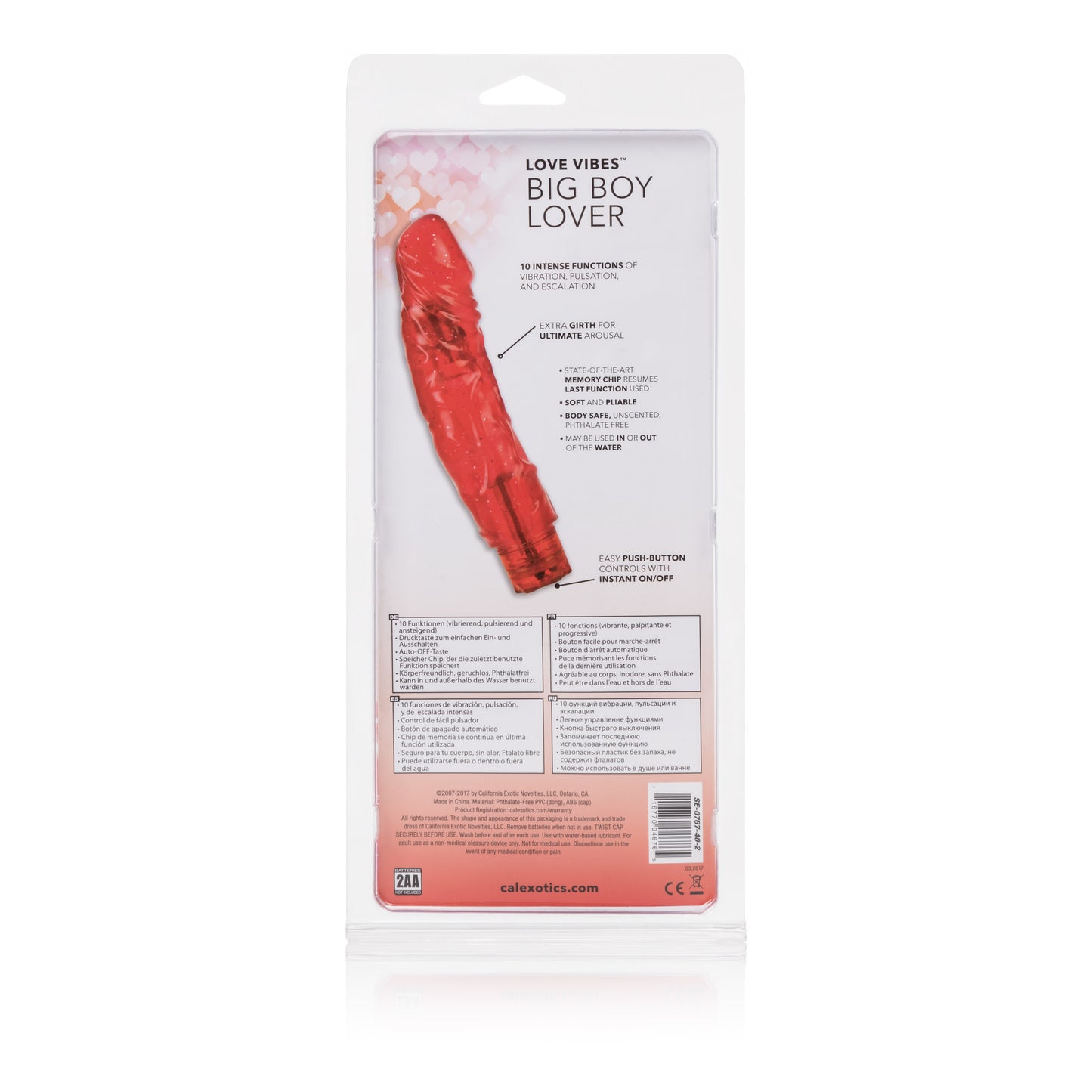 CalExotics Love Vibes Big Boy Lover – Soft Vibrator with Multi-Function Features – Red