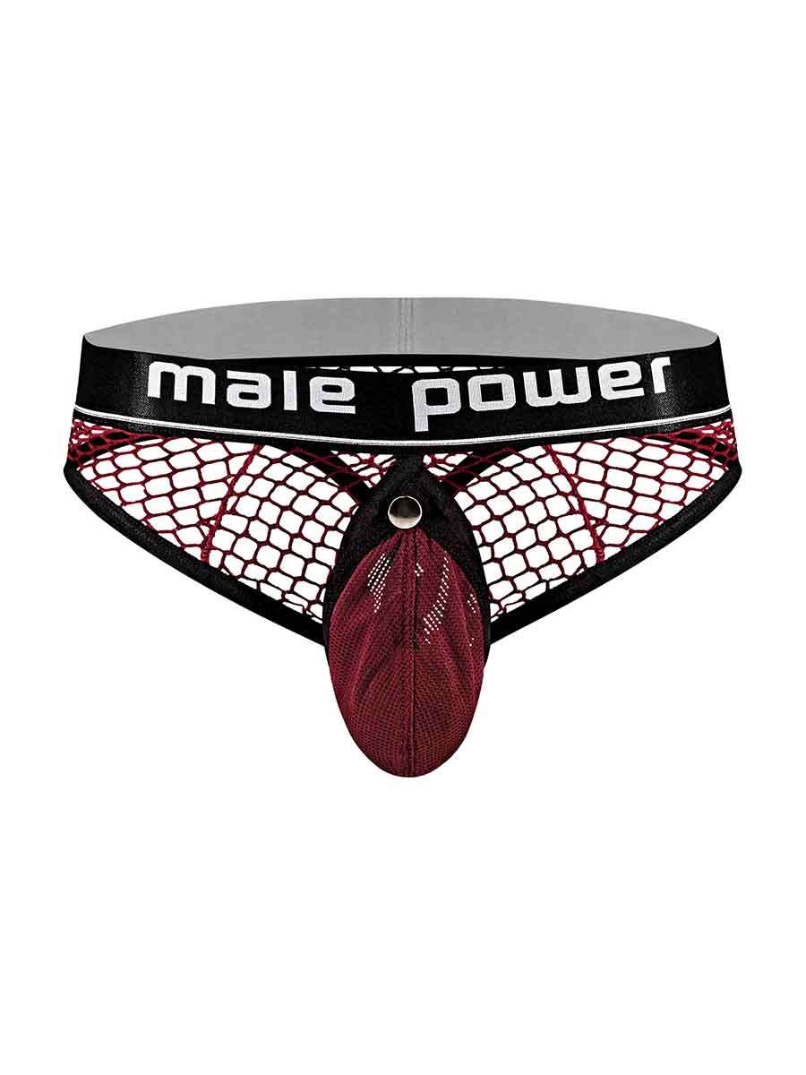 Male Power Cock Pit Net Cock Ring Thong – Burgundy – Size S/M
