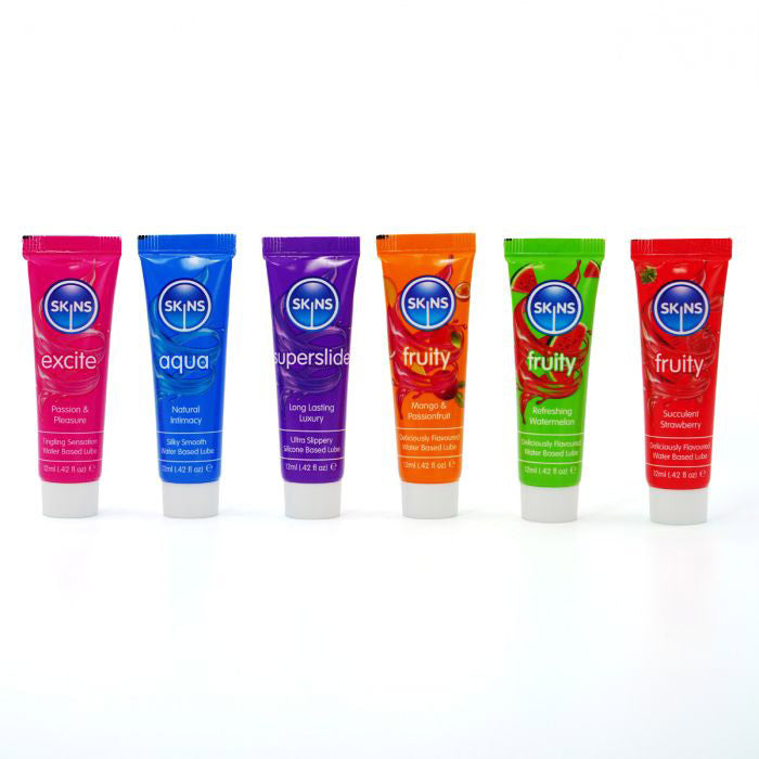 Skins 12ml Sampler Tubes - Vital and Fruity Lubricants 6 Pack