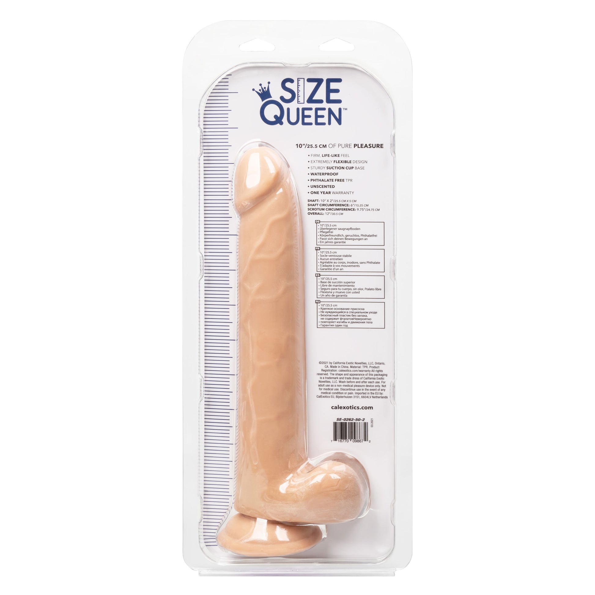 CalExotics Size Queen 10-Inch Realistic Dildo with Suction Cup Base – Ivory