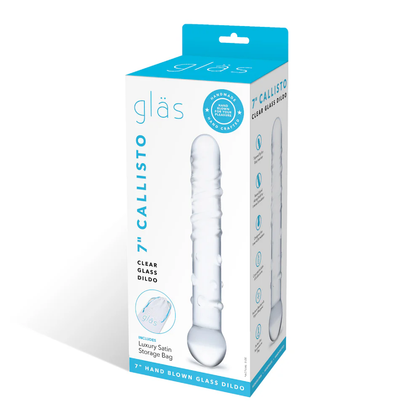 Callisto Clear Glass Dildo – Textured Glass Dildo for Internal Stimulation – Clear