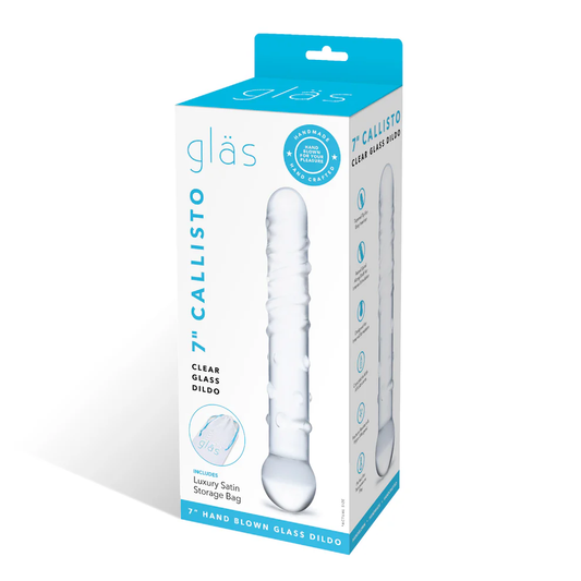 Callisto Clear Glass Dildo – Textured Glass Dildo for Internal Stimulation – Clear