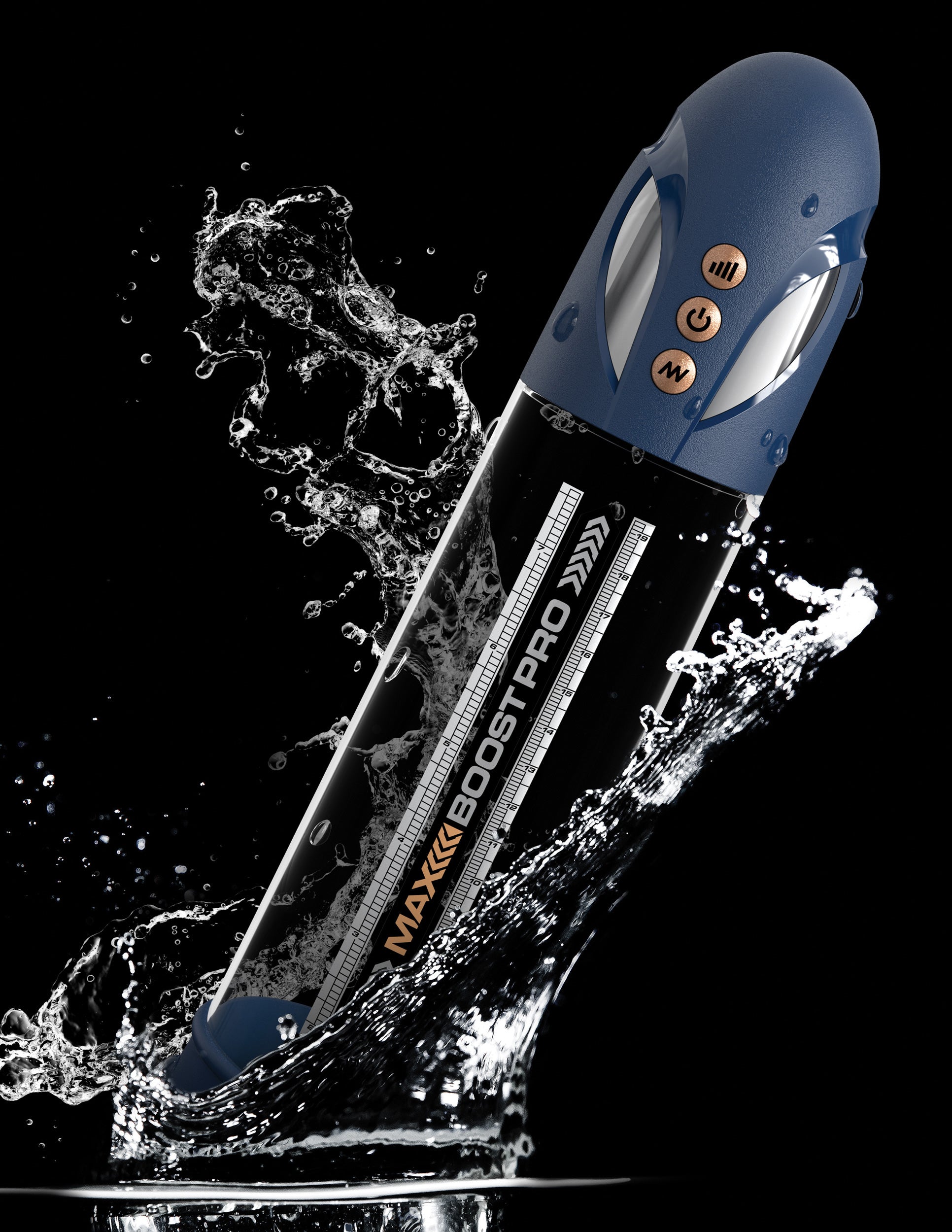 Pipedream Max Boost Pro Flow Penis Pump - Waterproof, Multi-Function, Blue