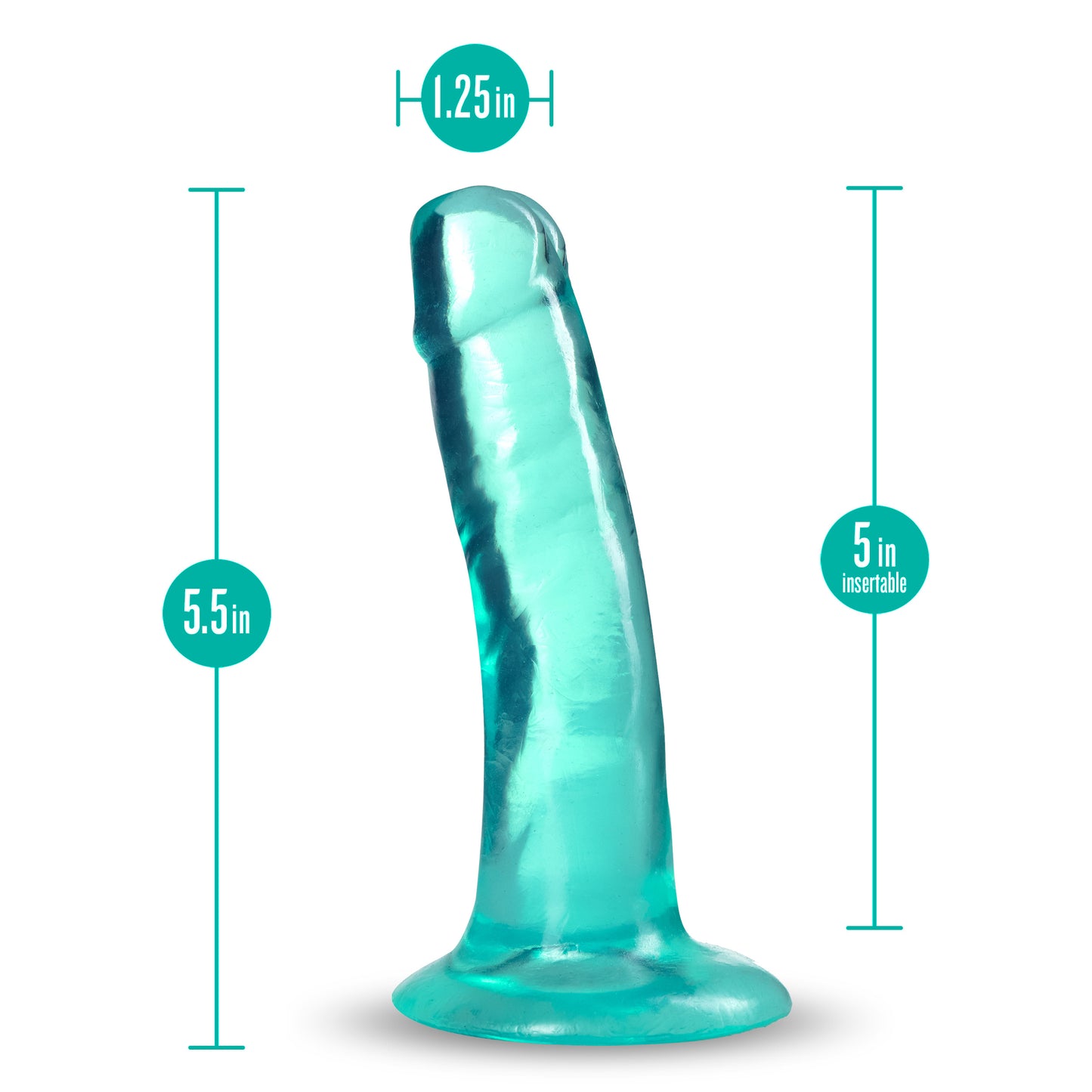 B Yours Plus Hard N Happy Teal Suction Cup Dildo