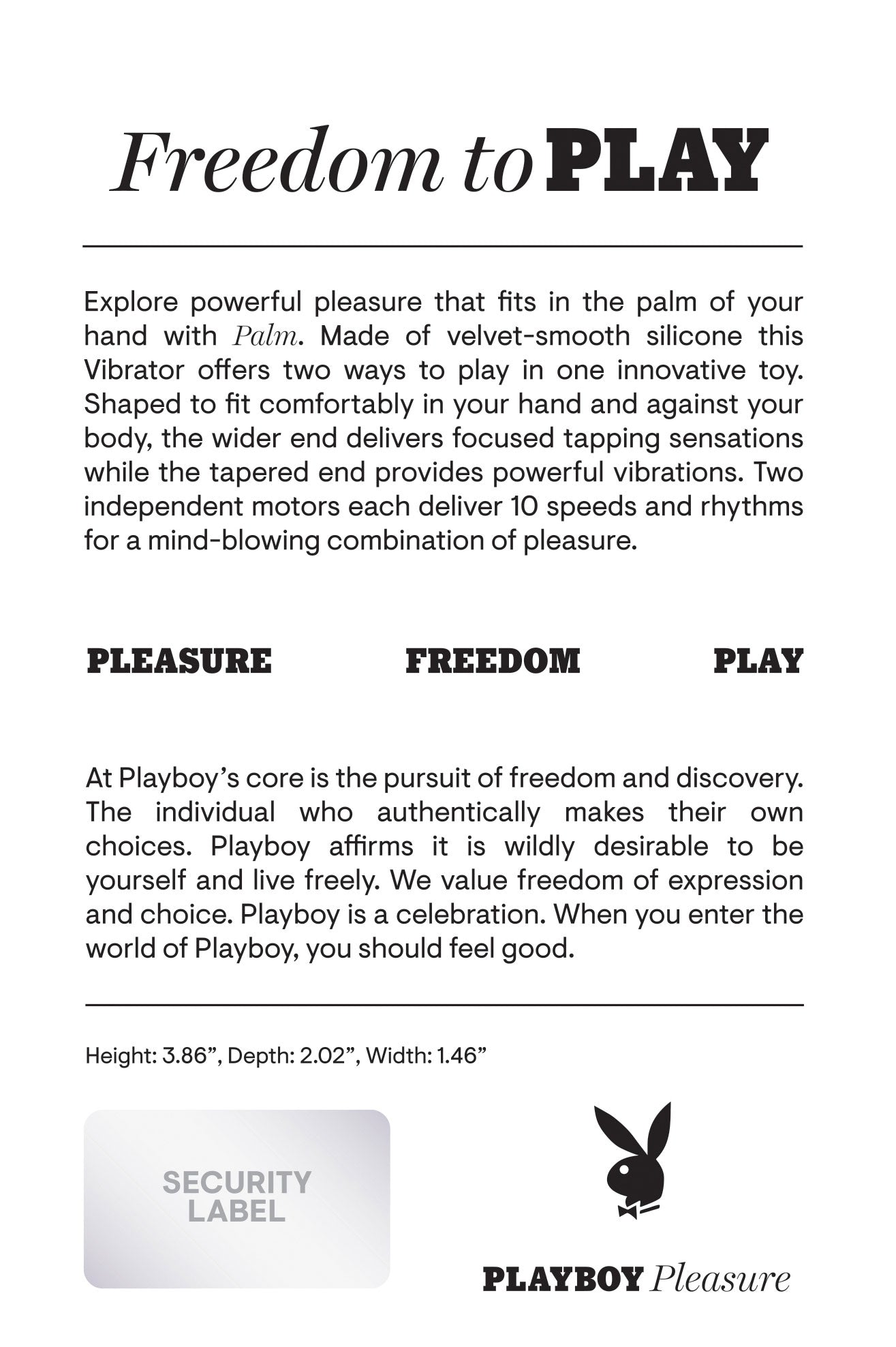 Playboy Pleasure Palm Vibrator - Multi-Speed Vibrations - Light Pink