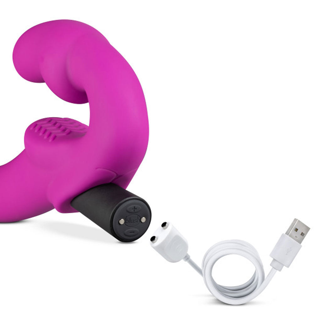 Temptasia Estella Strapless Silicone Dildo with Vibrating Bullet - Pink