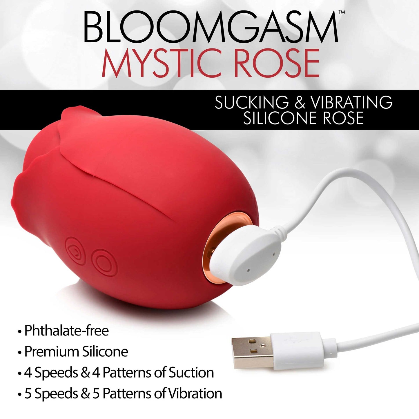 Mystic Rose Sucking and Vibrating Silicone Rose - Red - Multi-Function Toy