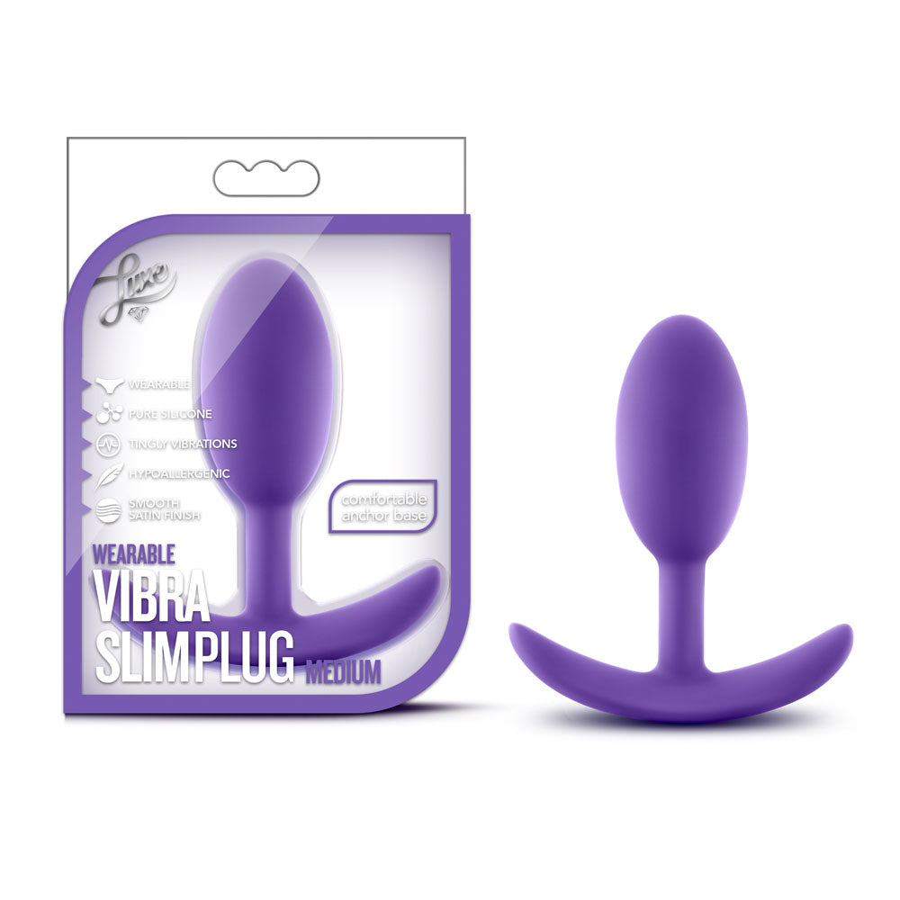Luxe Wearable Vibra Slim Plug – Medium – Purple