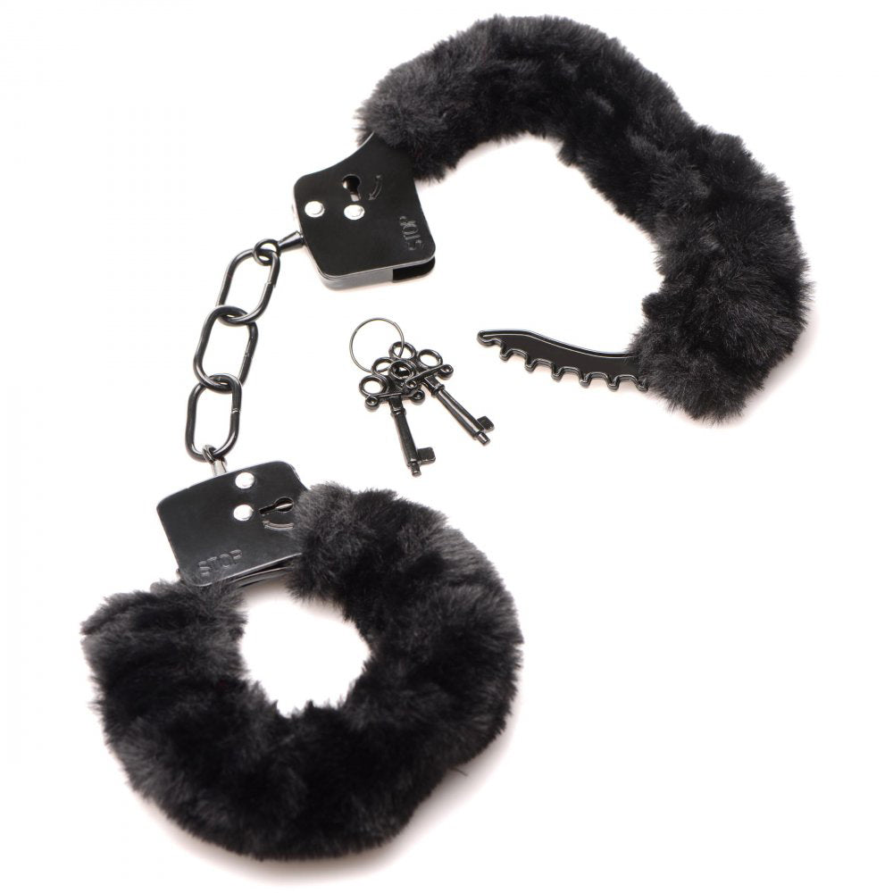 XR Brands Cuffed in Fur Furry Handcuffs – Black